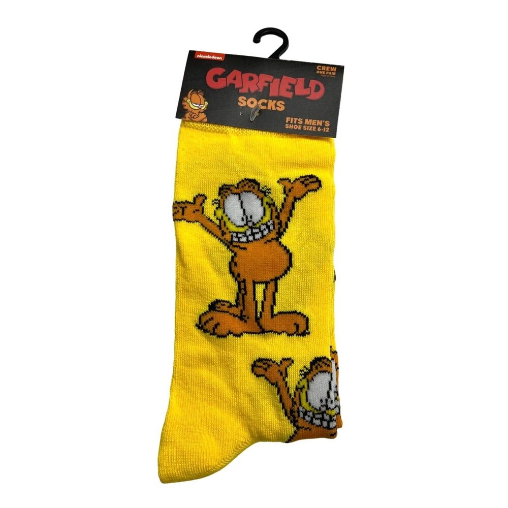 Odd Sox Unisex Nickelodeon Garfield the Cat Novelty Crew Socks Mens Shoe 6 to 12